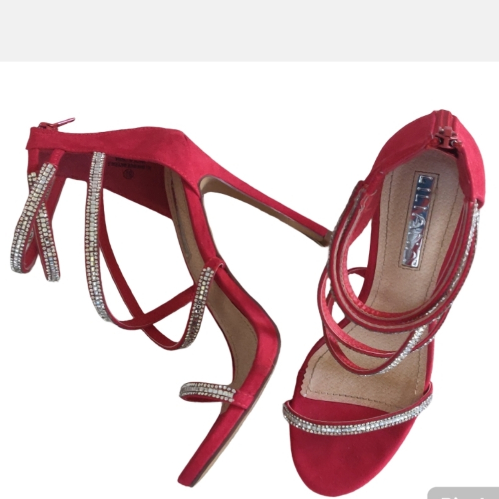 Liliana Red Rhinestone Embellished Heels.